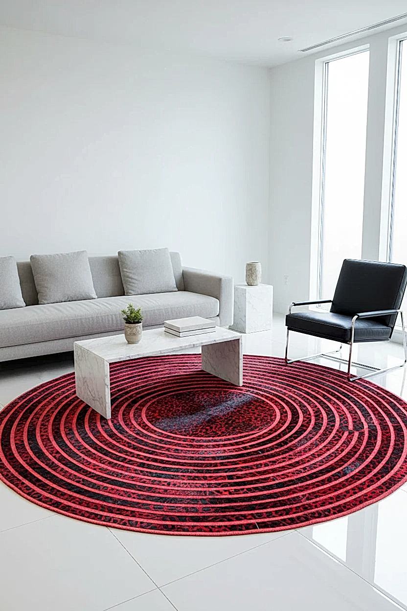 Toscana Yuvarlak Orijinal Deri Halı