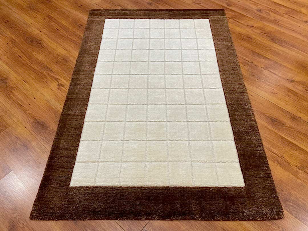 Lori El Dokuma Krem Kahve Yün Halı