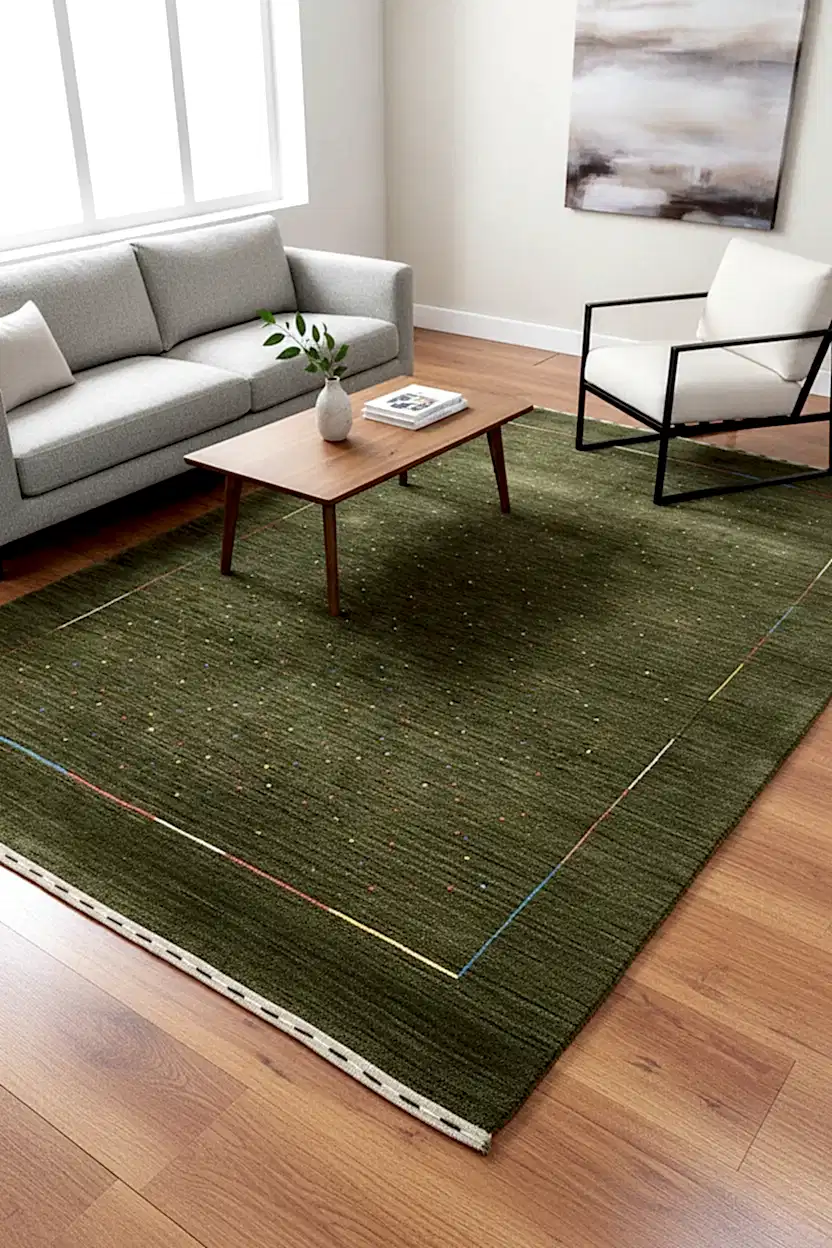 Lori El Dokuma Yeşil Yün Halı