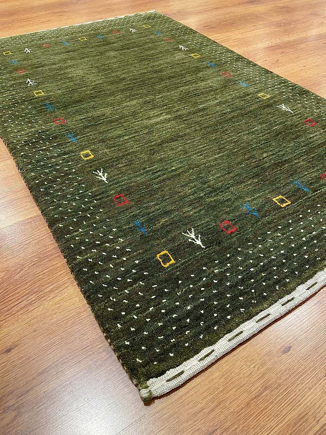 Lori El Dokuma Yeşil Yün Halı