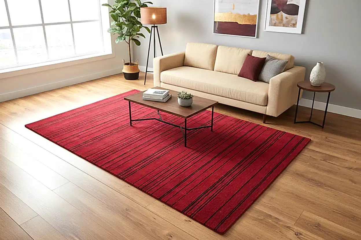 Lori El Dokuma Kırmızı Çizgili Yün Halı