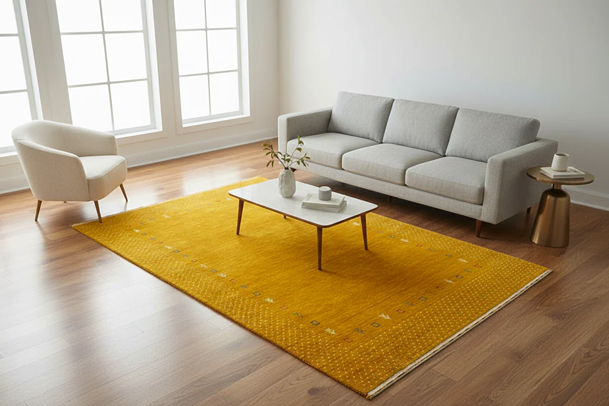 Lori El Dokuma Sarı Yün Halı