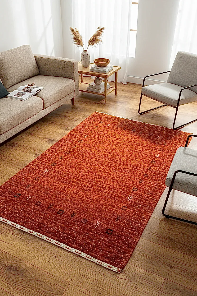 Lori El Dokuma Turuncu Yün Halı