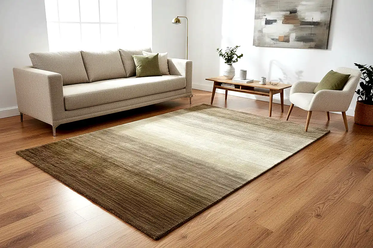 Lori El Dokuma Krem Kahve Yün Halı