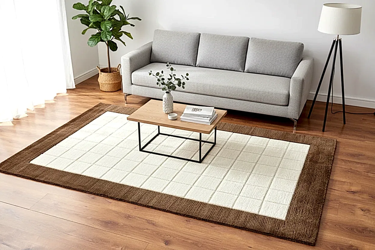 Lori El Dokuma Krem Kahve Yün Halı