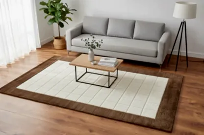 Lori El Dokuma Krem Kahve Yün Halı