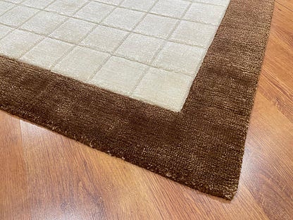 Lori El Dokuma Krem Kahve Yün Halı