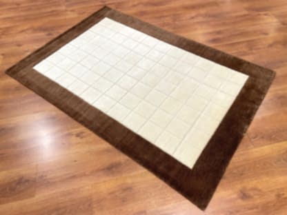 Lori El Dokuma Krem Kahve Yün Halı