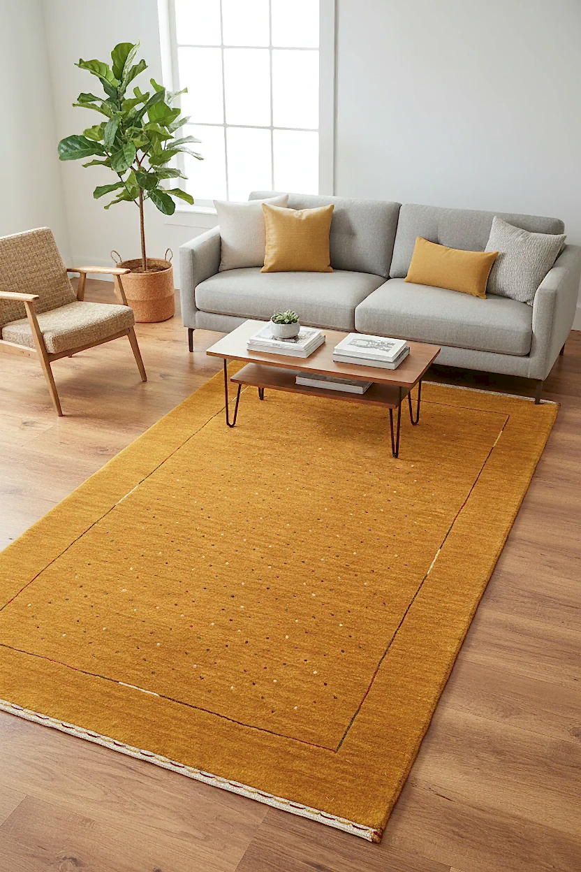 Lori El Dokuma Sarı Yün Halı