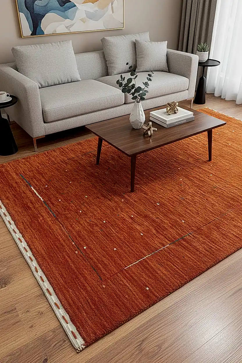 Lori El Dokuma Turuncu Yün Halı