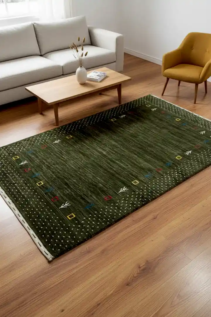 Lori El Dokuma Yeşil Yün Halı