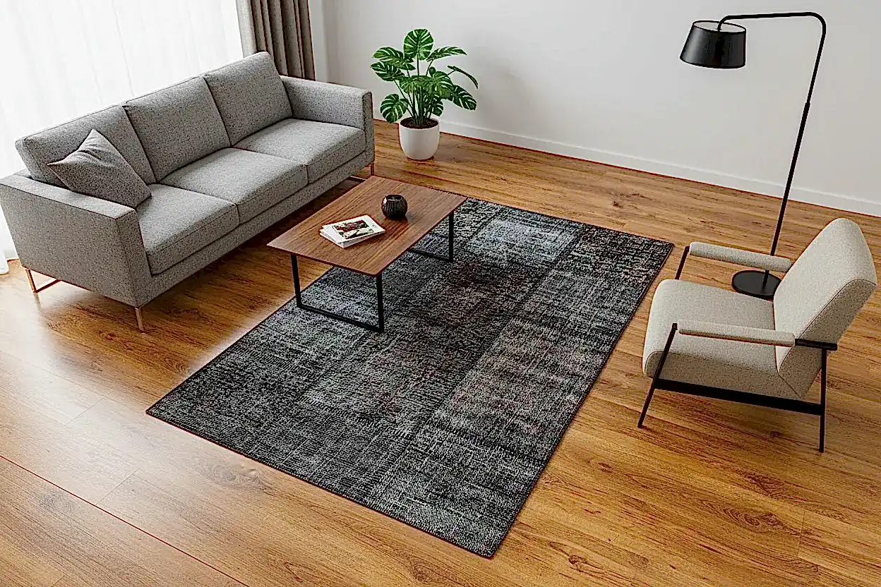 Patchwork Antrasit El Dokuma Halı