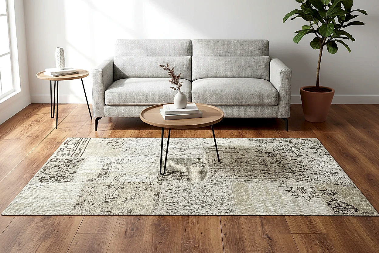 Patchwork Bej El Dokuma Halı