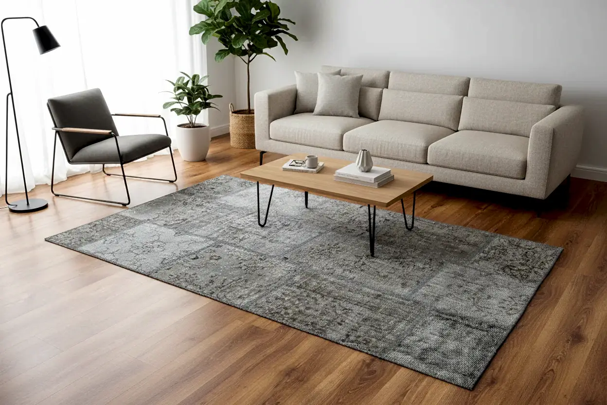 Patchwork Gri El Dokuma Halı