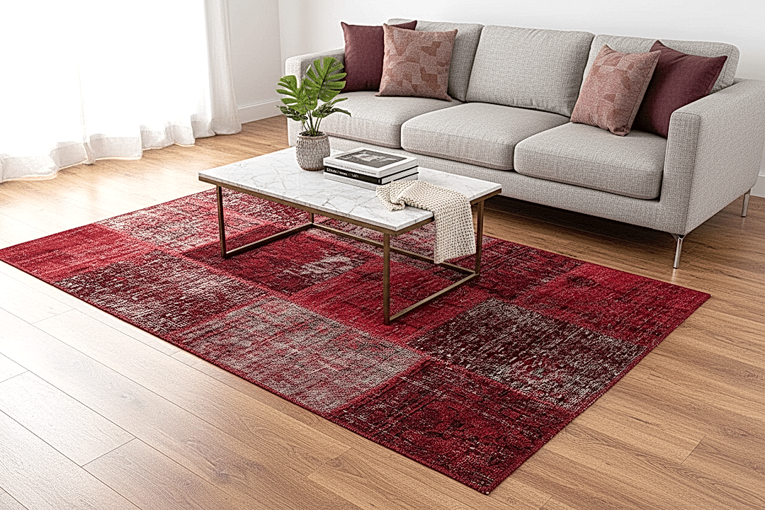 Patchwork Kırmızı El Dokuma Halı