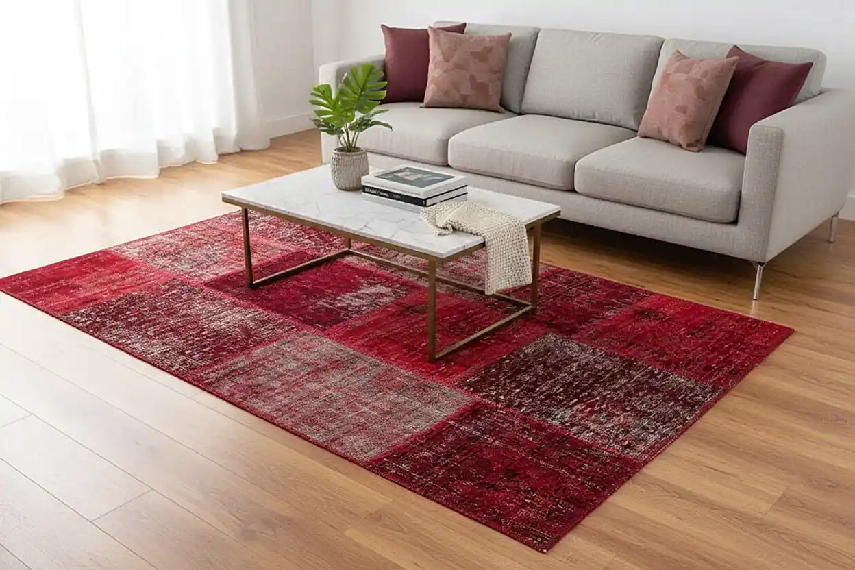 Patchwork Kırmızı El Dokuma Halı