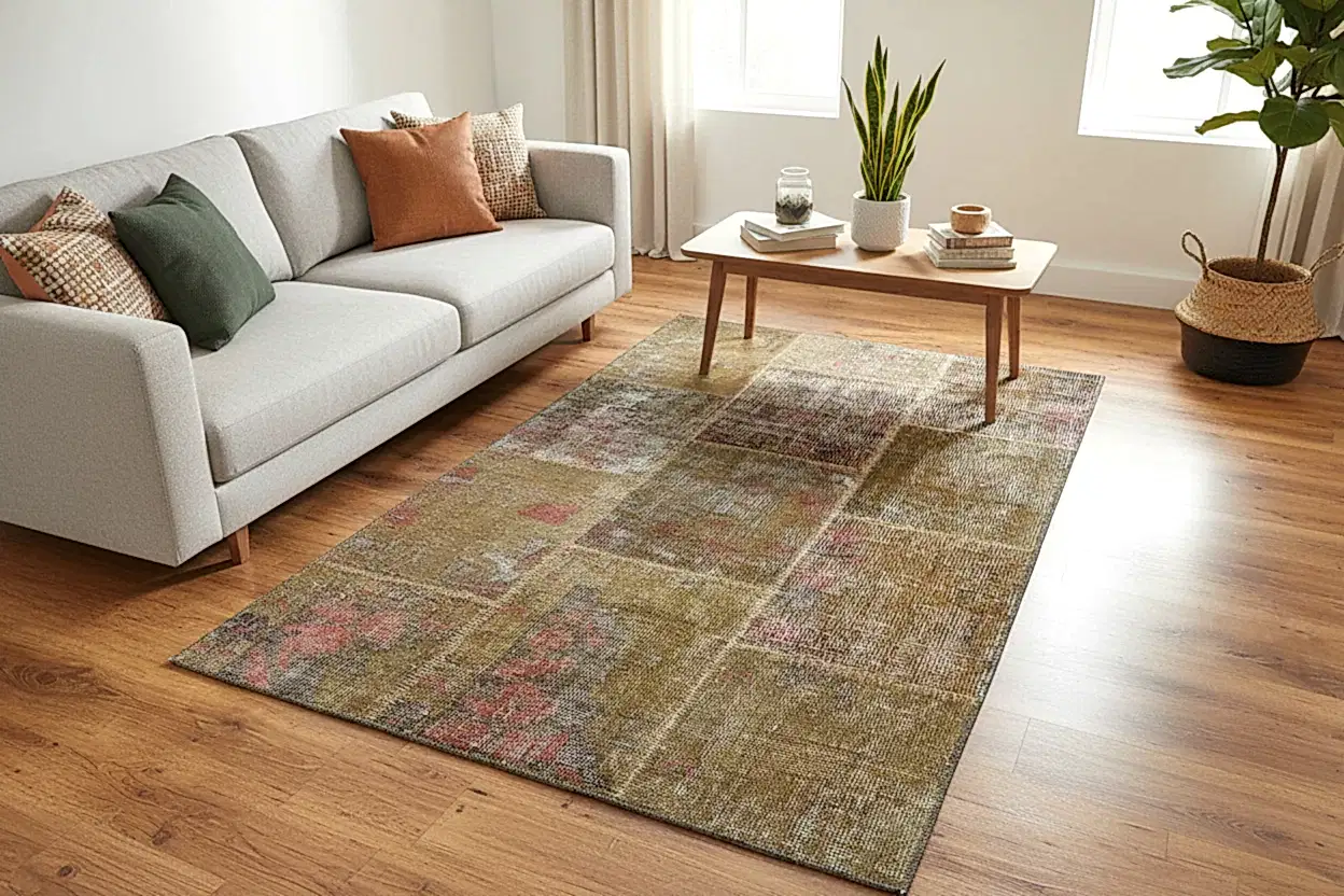 Patchwork Kahverengi El Dokuma Halı