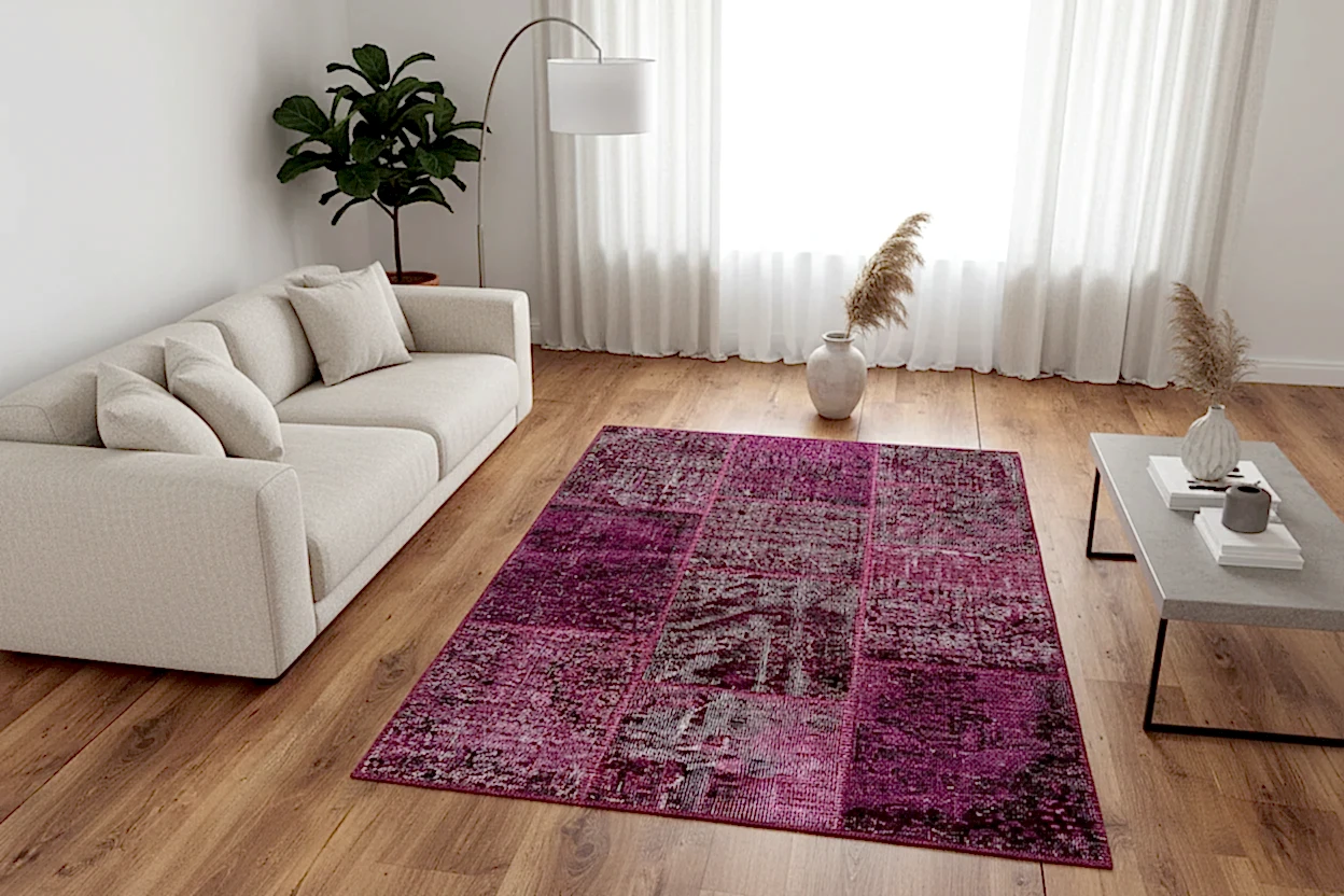 Patchwork Mor El Dokuma Halı