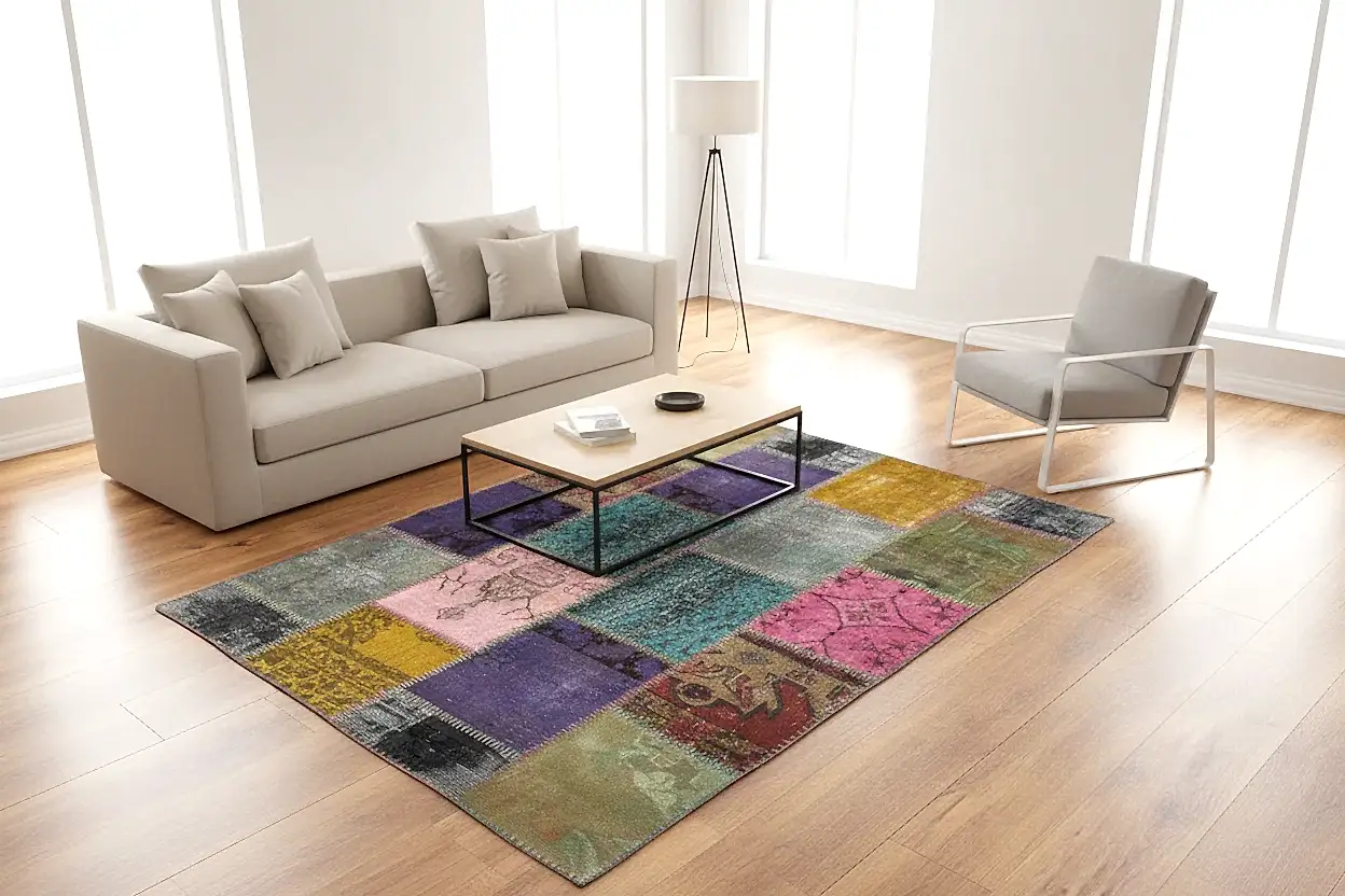 Patchwork Rengarenk El Dokuma Halı