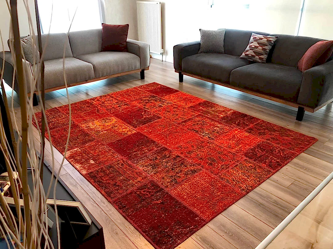 Patchwork Turuncu El Dokuma Halı