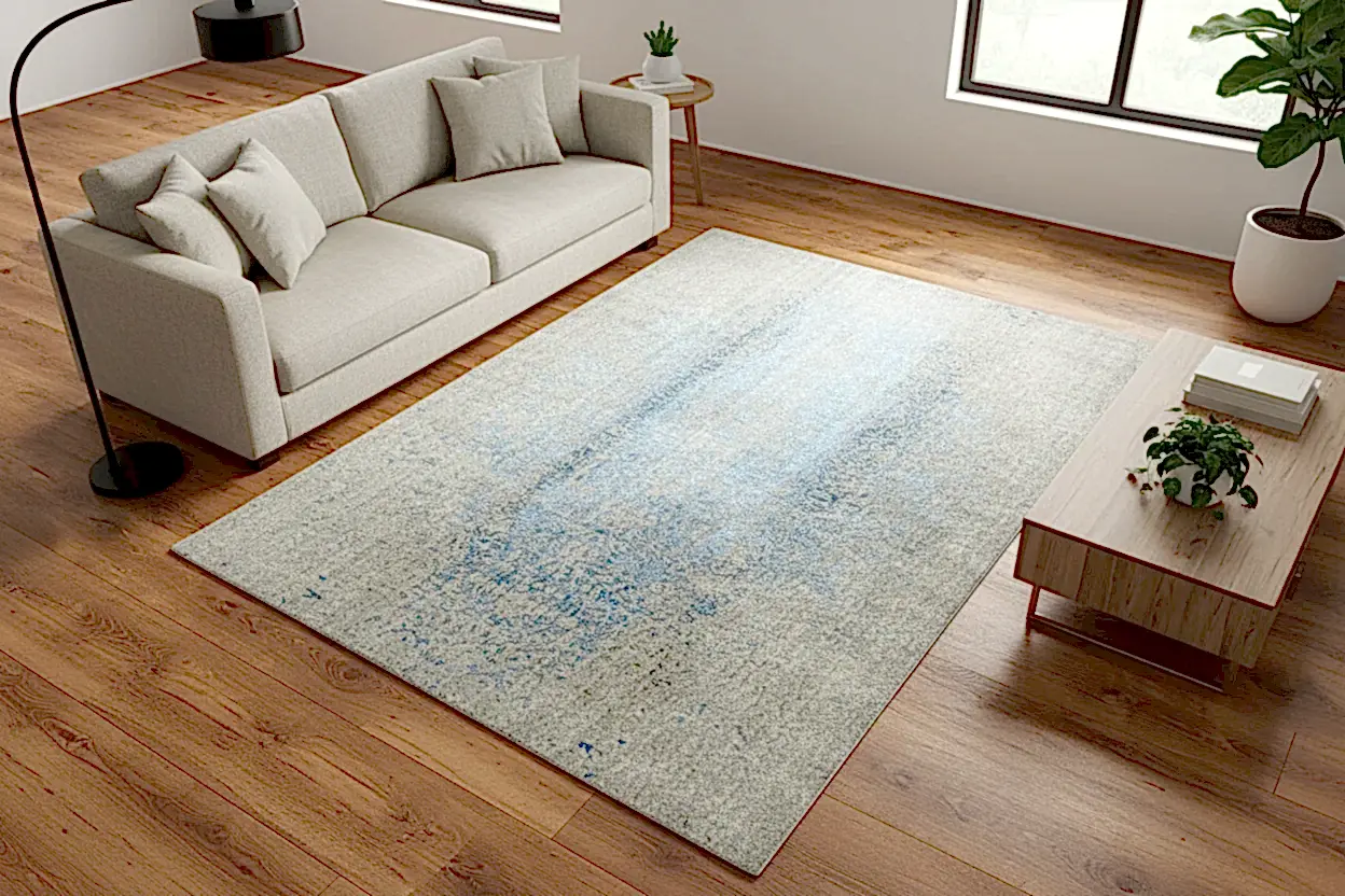 Lori El Dokuma Gri Mavi Yün Halı