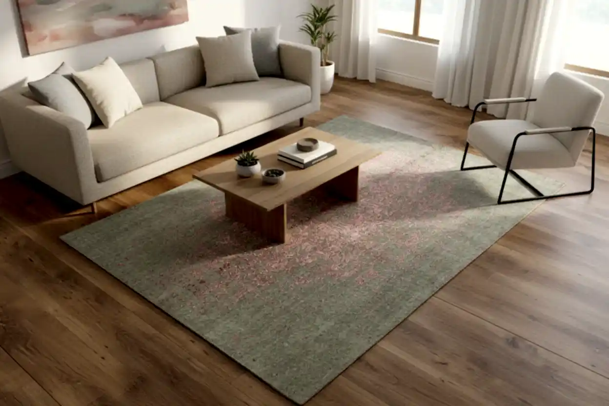 Lori El Dokuma Gri Pembe Yün Halı